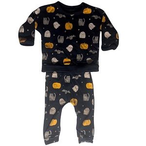 Cute Pumpkin, Ghost and Cat Pajama Two Piece Outfit